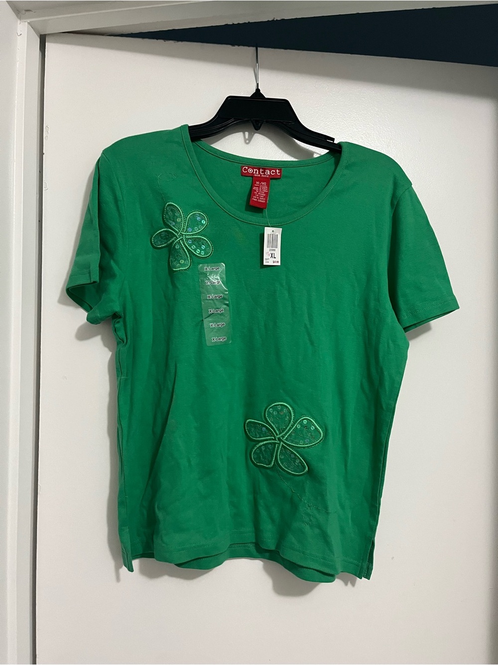 Women's Green Embellished Short-Sleeve Tee